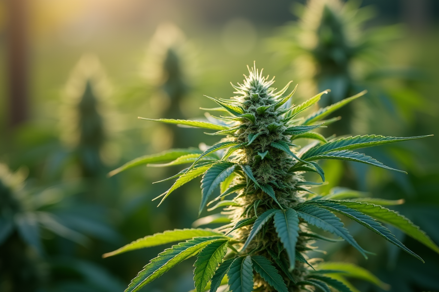 Cannabispflanzen in professioneller Umgebung mit Fokus auf Anbau und Pflanzenpflege