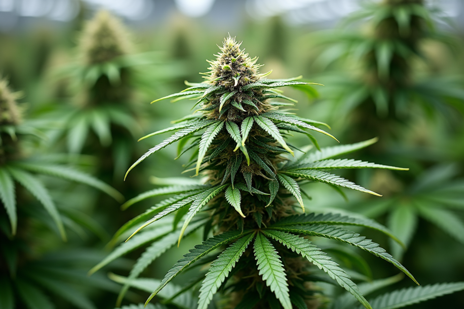 Verschiedene Cannabis Samen neben einer schematischen Darstellung der Cannabispflanze im medizinischen Kontext